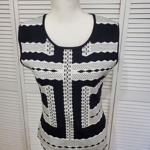 Cirana Black and White Knitted Top, Size Extra Large